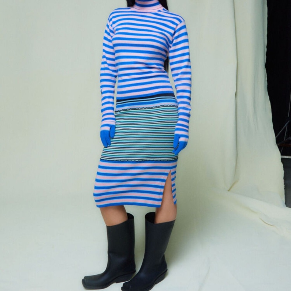 Marni x Uniqlo Merino Blend Striped Knitted Skirt